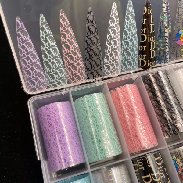 Foil Set Brand Name 10 different foils Colorful Dior, LV, Nike - Nail  Extravanganza