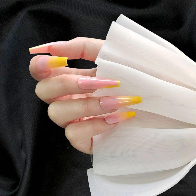 Yellow French Ombre - Maritza's Nails 